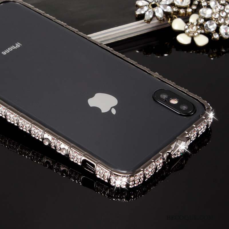 iPhone X Métal Strass Border Tendance Nouveau Coque De Téléphone