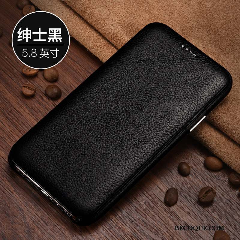 iPhone X Nouveau Cuir Véritable Coque De Téléphone Étui En Cuir Business Clamshell