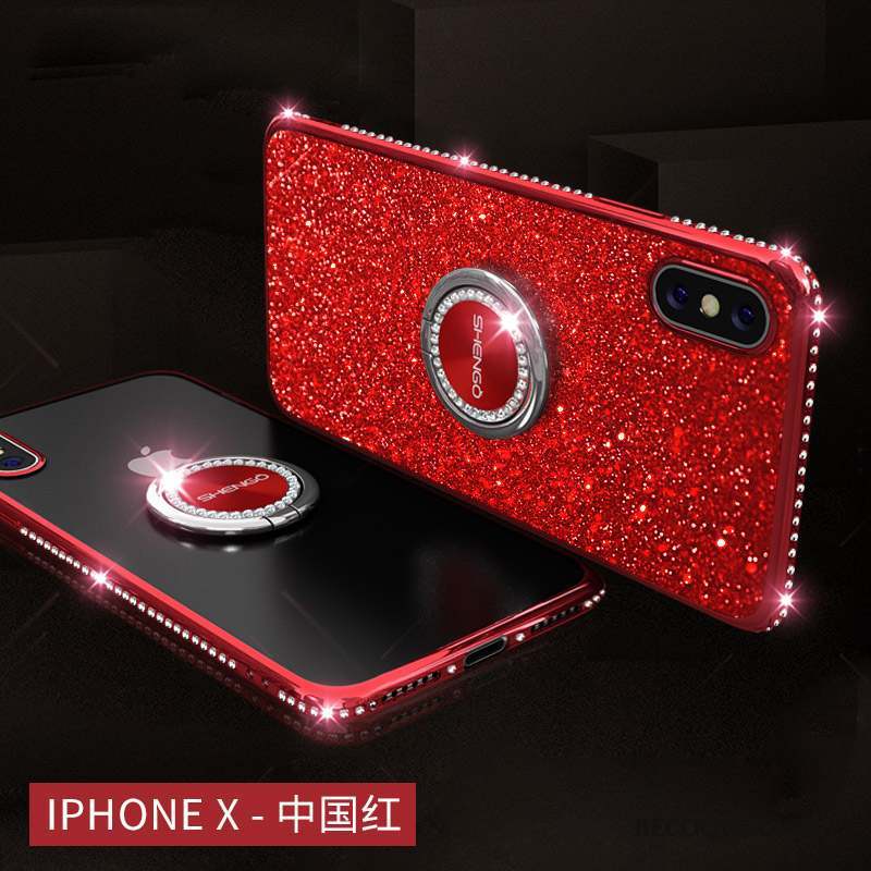 iPhone X Nouveau Rose Marque De Tendance Coque De Téléphone Strass Ornements Suspendus