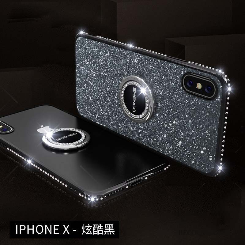 iPhone X Nouveau Rose Marque De Tendance Coque De Téléphone Strass Ornements Suspendus