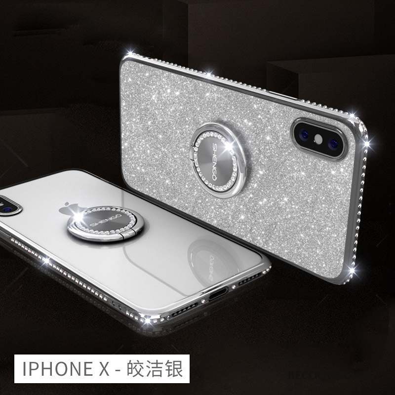 iPhone X Nouveau Rose Marque De Tendance Coque De Téléphone Strass Ornements Suspendus