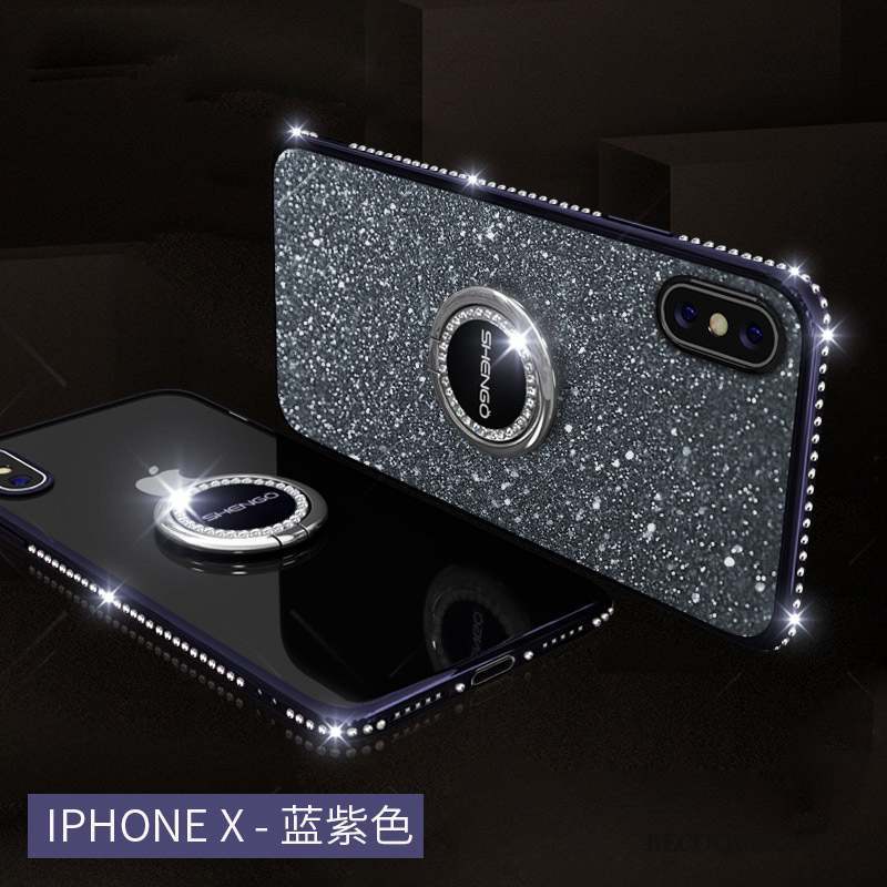 iPhone X Nouveau Rose Marque De Tendance Coque De Téléphone Strass Ornements Suspendus