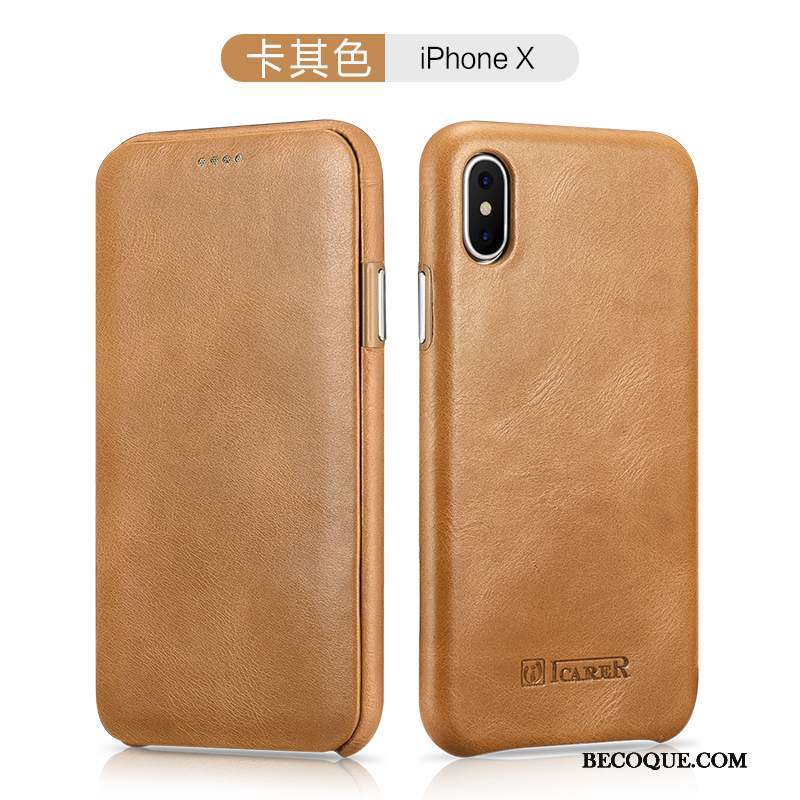 iPhone X Protection Tendance Coque De Téléphone Cuir Véritable Housse Étui