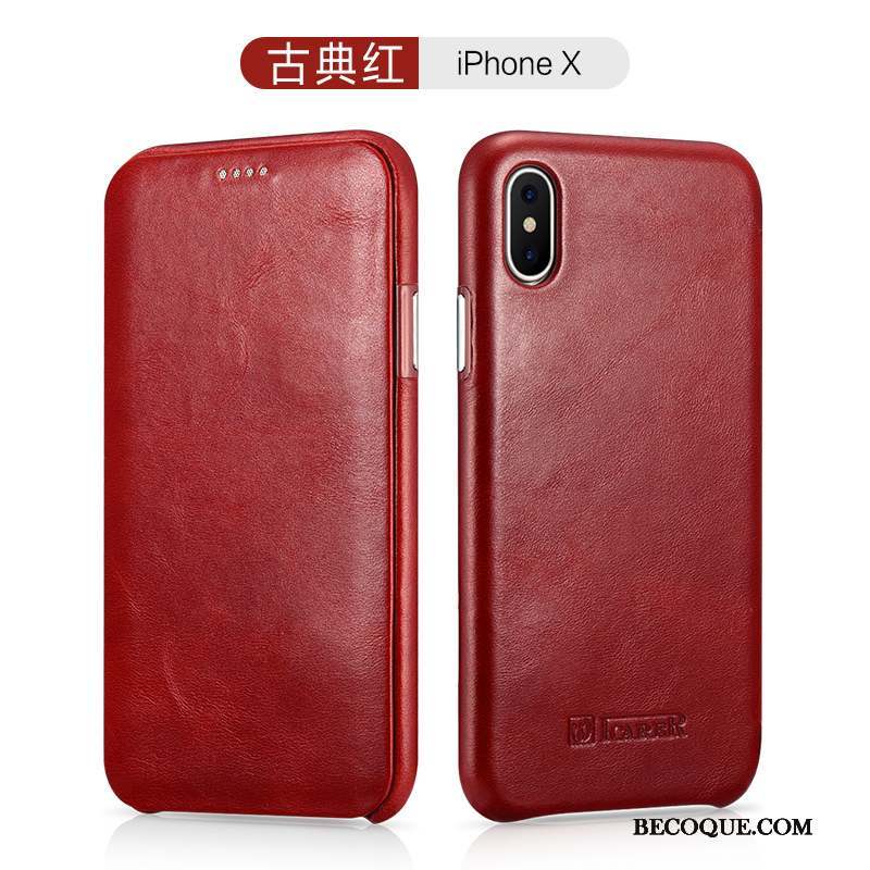 iPhone X Protection Tendance Coque De Téléphone Cuir Véritable Housse Étui