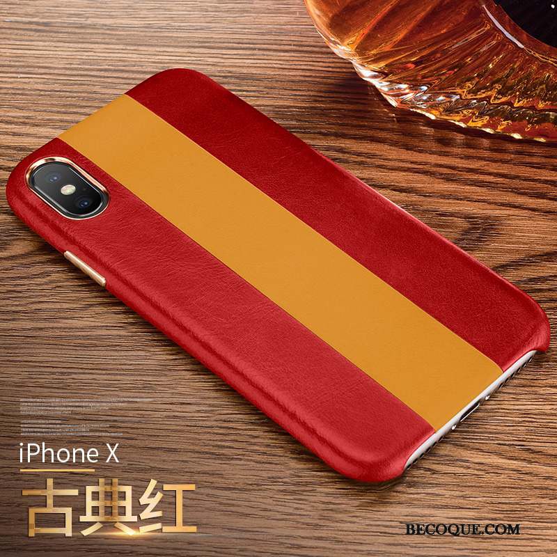 iPhone X Étui En Cuir Coque De Téléphone Mode Business Protection Jaune