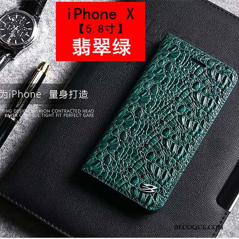 iPhone X Étui En Cuir Crocodile Modèle Coque De Téléphone Business Protection Luxe