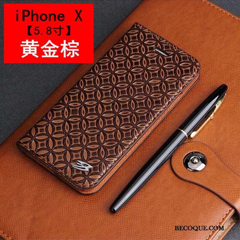 iPhone X Étui En Cuir Crocodile Modèle Coque De Téléphone Business Protection Luxe