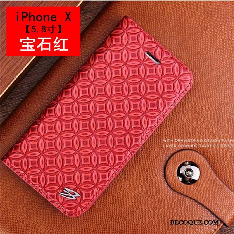 iPhone X Étui En Cuir Crocodile Modèle Coque De Téléphone Business Protection Luxe