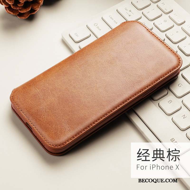 iPhone X Étui Étui En Cuir Coque De Téléphone Protection Tendance Housse