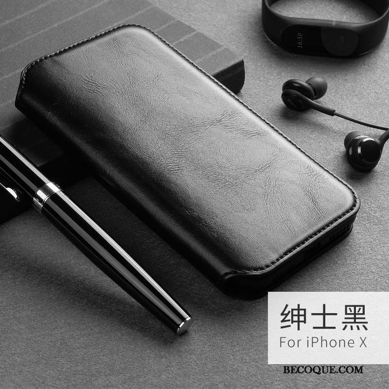 iPhone X Étui Étui En Cuir Coque De Téléphone Protection Tendance Housse