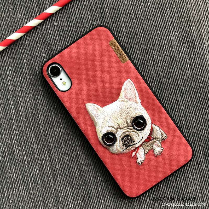 iPhone Xr Amoureux Broderie Coque De Téléphone Noir Marque De Tendance Ours