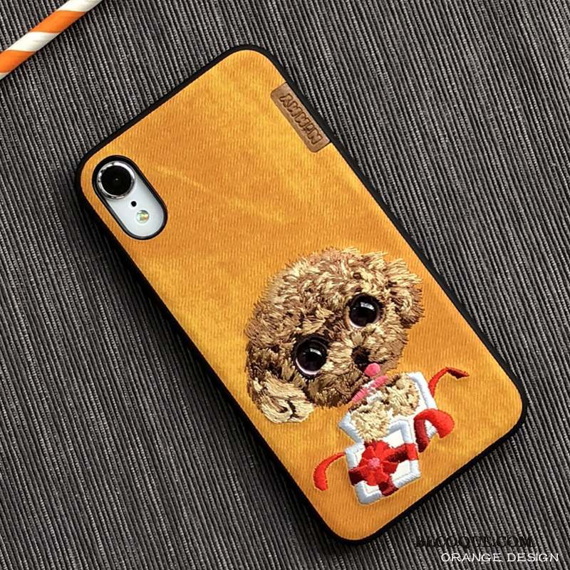 iPhone Xr Amoureux Broderie Coque De Téléphone Noir Marque De Tendance Ours