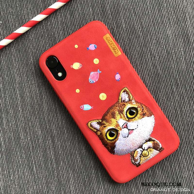 iPhone Xr Amoureux Broderie Coque De Téléphone Noir Marque De Tendance Ours