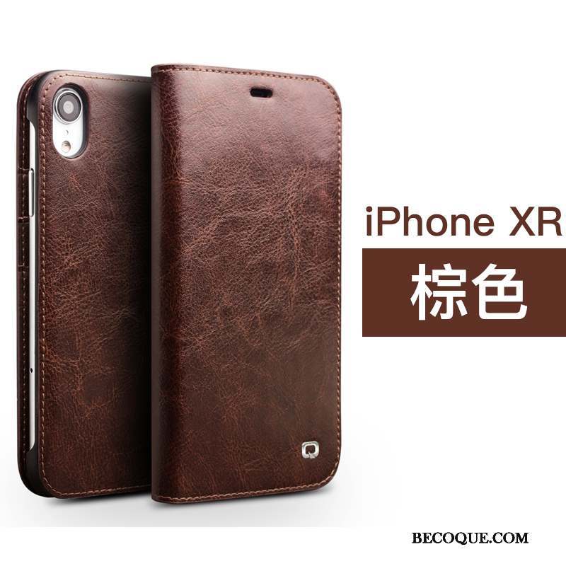 iPhone Xr Coque Carte Étui En Cuir Incassable Téléphone Portable Protection Business