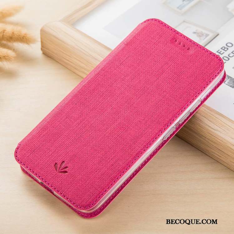 iPhone Xr Étui En Cuir Carte Rouge Coque Tissu Housse