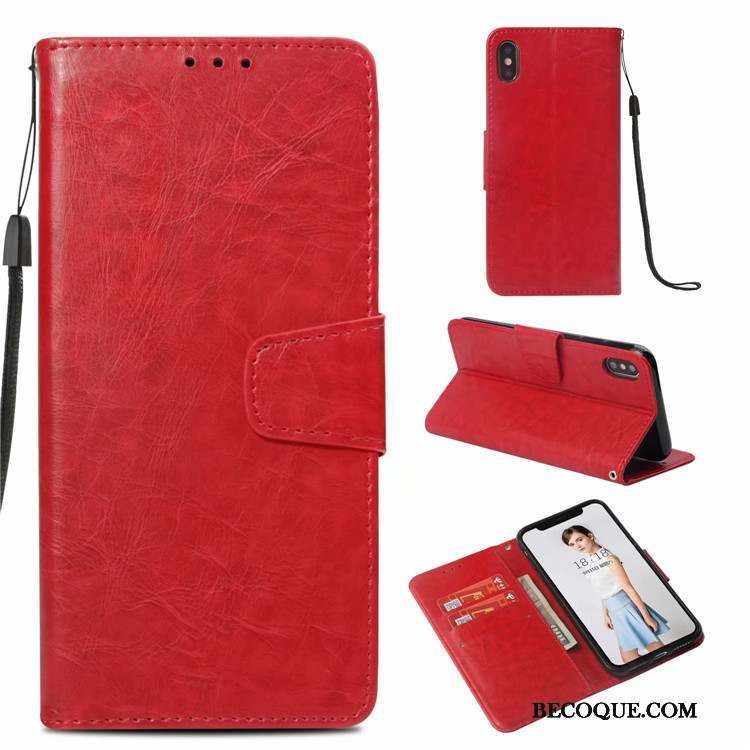 iPhone Xs Business Protection Étui En Cuir Carte Vintage Coque De Téléphone