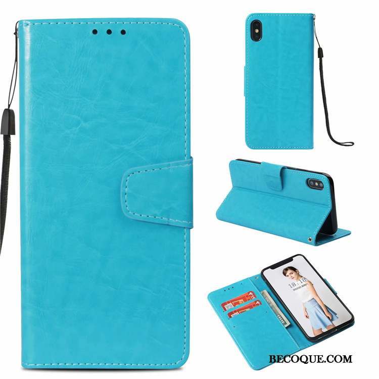 iPhone Xs Business Protection Étui En Cuir Carte Vintage Coque De Téléphone