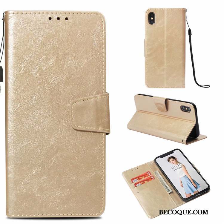 iPhone Xs Business Protection Étui En Cuir Carte Vintage Coque De Téléphone