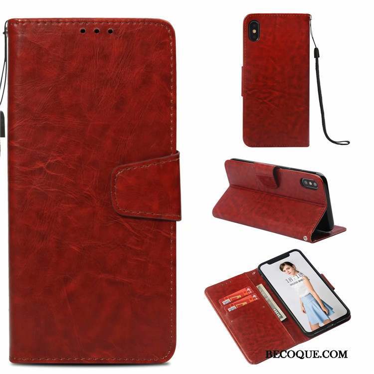 iPhone Xs Business Protection Étui En Cuir Carte Vintage Coque De Téléphone