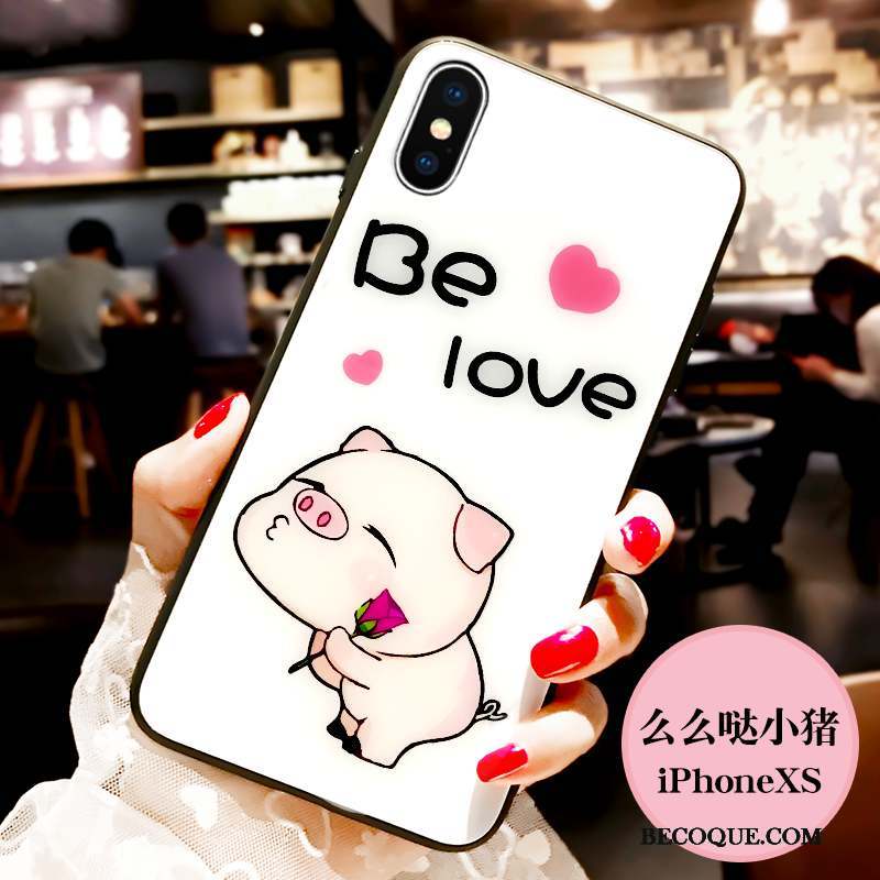 iPhone Xs Coque Amoureux Marque De Tendance Protection Incassable Verre Étui