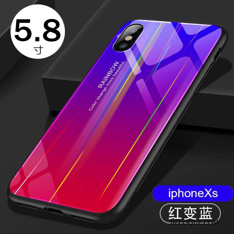 iPhone Xs Coque Bleu Incassable Miroir Border Silicone Étui