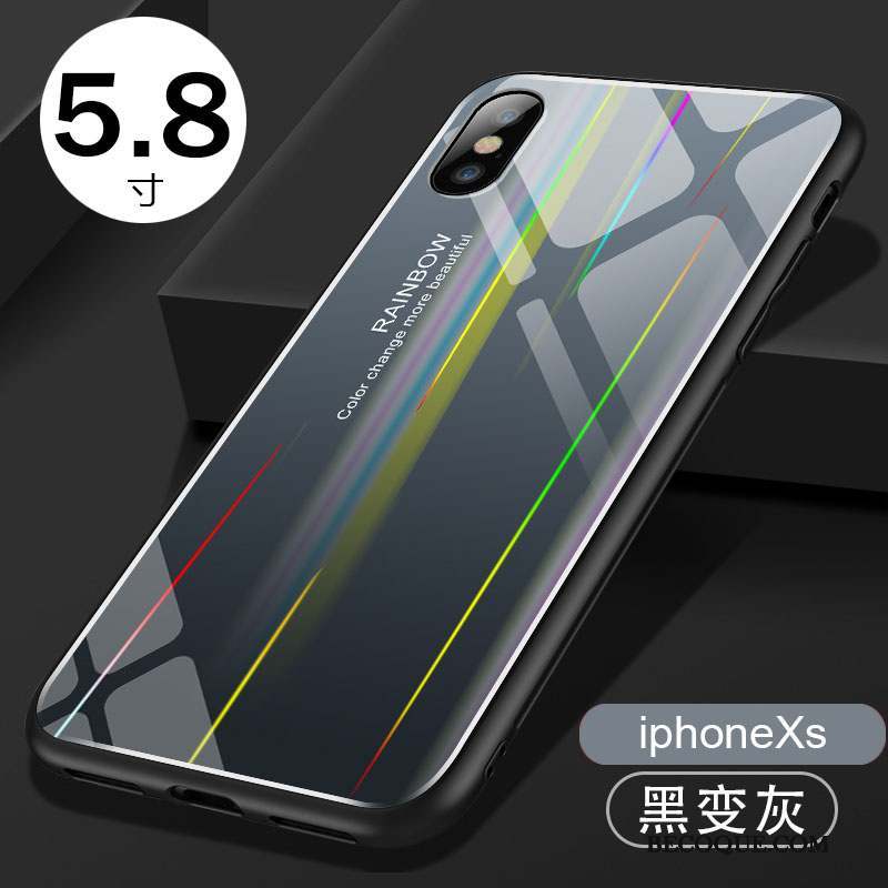 iPhone Xs Coque Bleu Incassable Miroir Border Silicone Étui