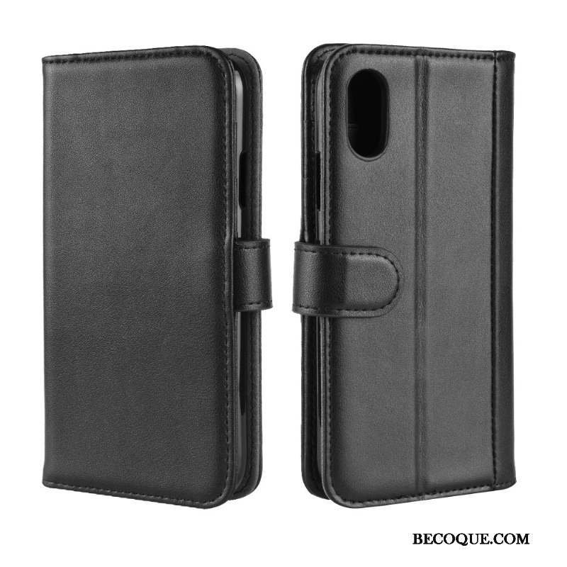 iPhone Xs Coque De Téléphone Cuir Véritable Étui En Cuir Housse Protection Foncé