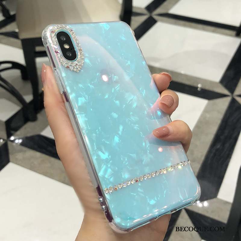 iPhone Xs Coque De Téléphone Luxe Mode Net Rouge Étui Bleu