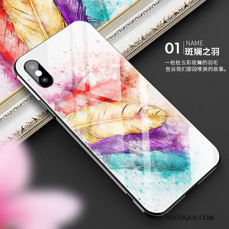 iPhone Xs Coque De Téléphone Luxe Nouveau Tout Compris Peinture À L'huile Plume