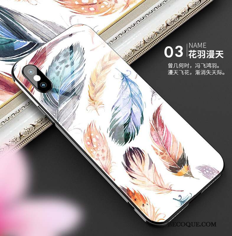 iPhone Xs Coque De Téléphone Luxe Nouveau Tout Compris Peinture À L'huile Plume