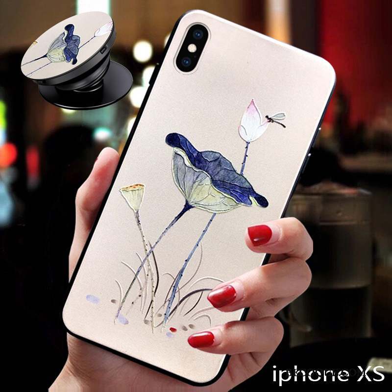 iPhone Xs Coque De Téléphone Silicone Incassable Très Mince Étui Gaufrage