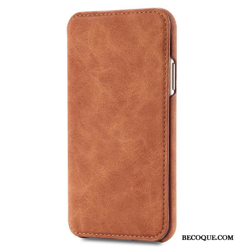 iPhone Xs Coque De Téléphone Étui En Cuir Rouge Cuir Véritable Carte Clamshell