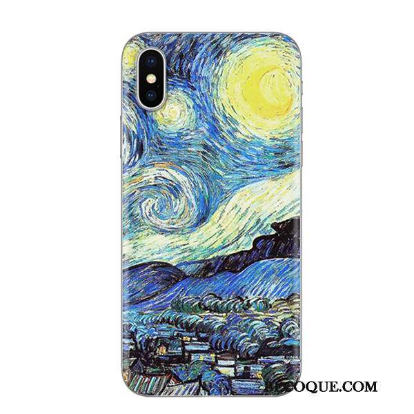 iPhone Xs Coque Europe Étui Créatif Silicone Incassable Bleu