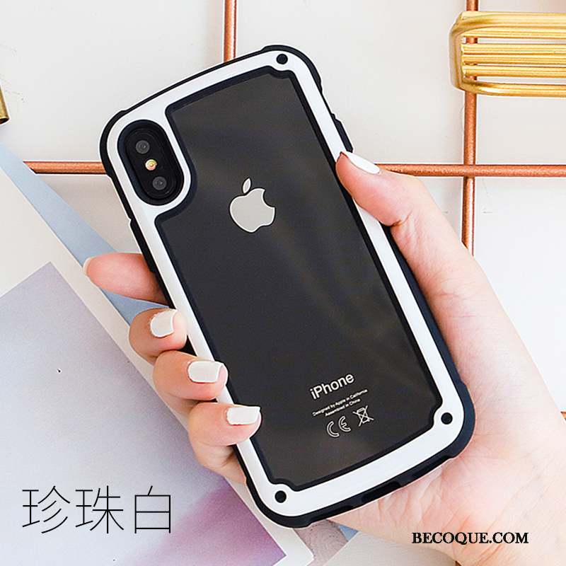 iPhone Xs Coque Nouveau Marque De Tendance Transparent Net Rouge Incassable Blanc