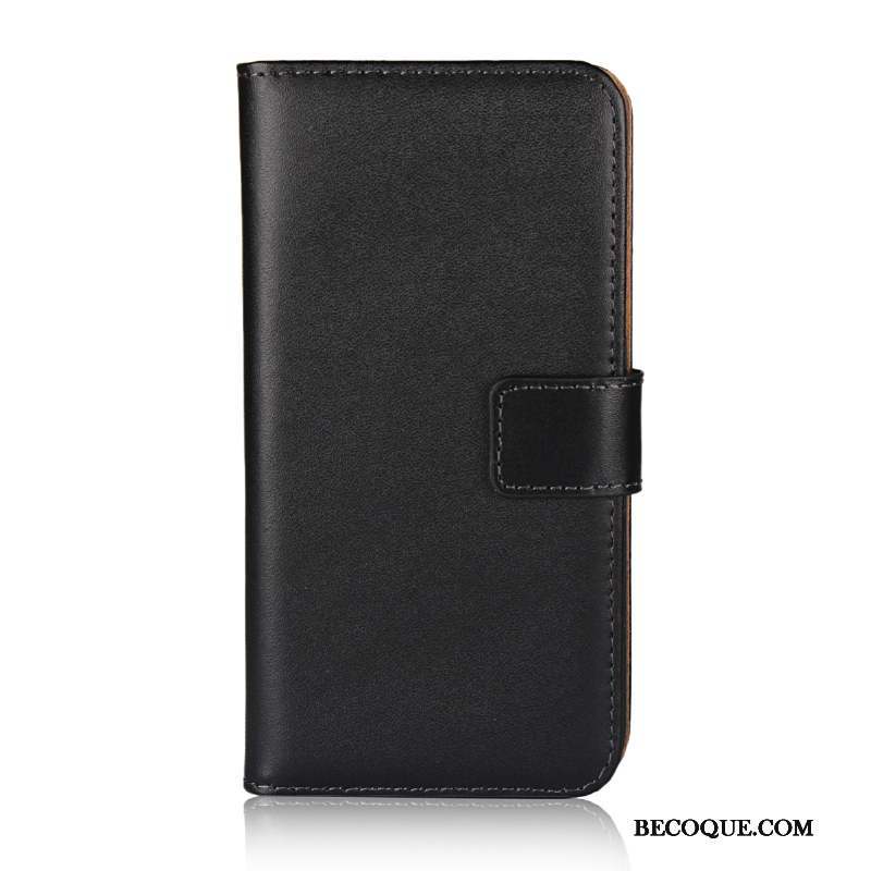 iPhone Xs Coque Étui Carte Protection Cuir Véritable Étui En Cuir Noir