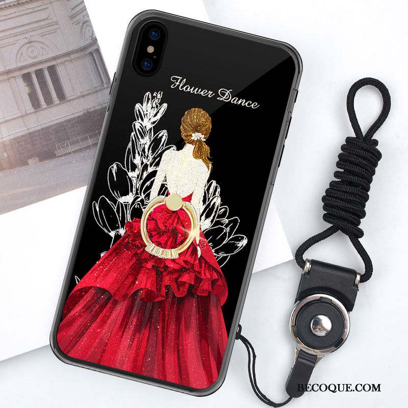 iPhone Xs Coque Étui Fluide Doux Ornements Suspendus Tout Compris Rouge Délavé En Daim