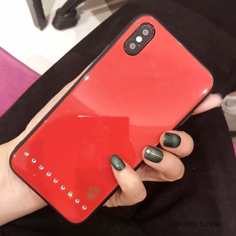 iPhone Xs Coque Étui Nouveau Mode Net Rouge Noir Marque De Tendance