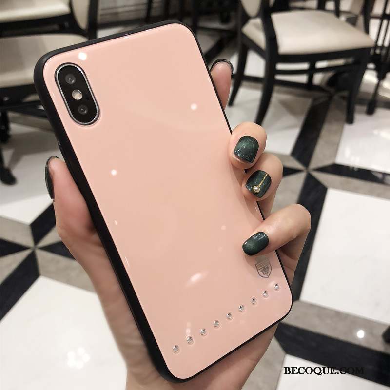 iPhone Xs Coque Étui Nouveau Mode Net Rouge Noir Marque De Tendance