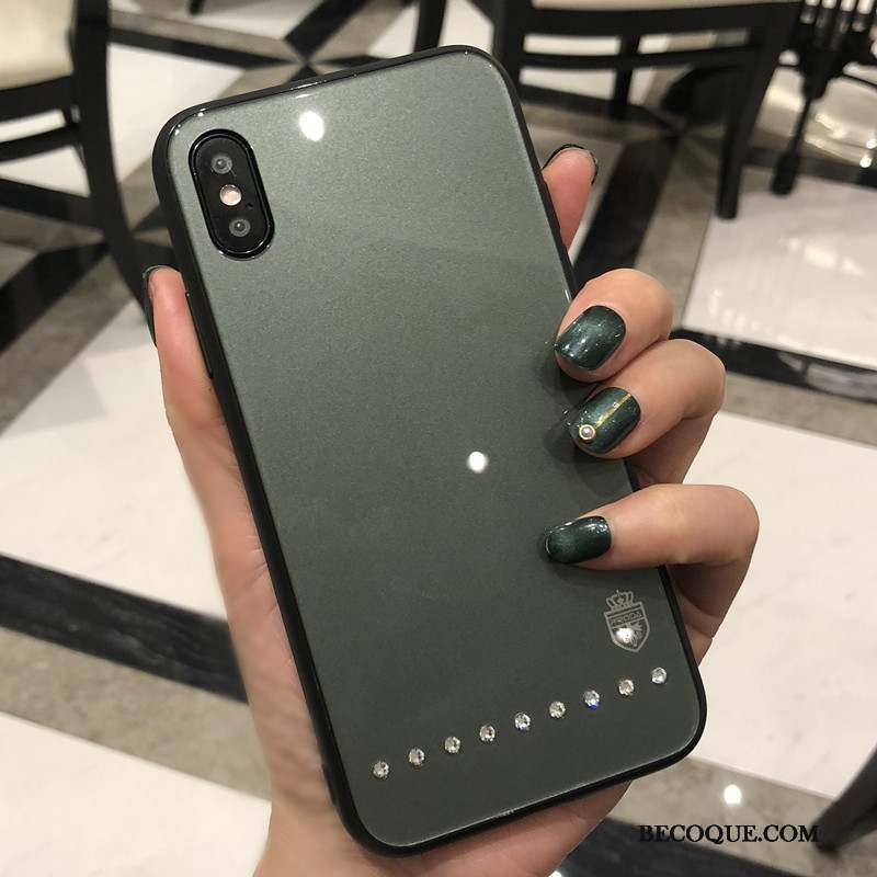 iPhone Xs Coque Étui Nouveau Mode Net Rouge Noir Marque De Tendance