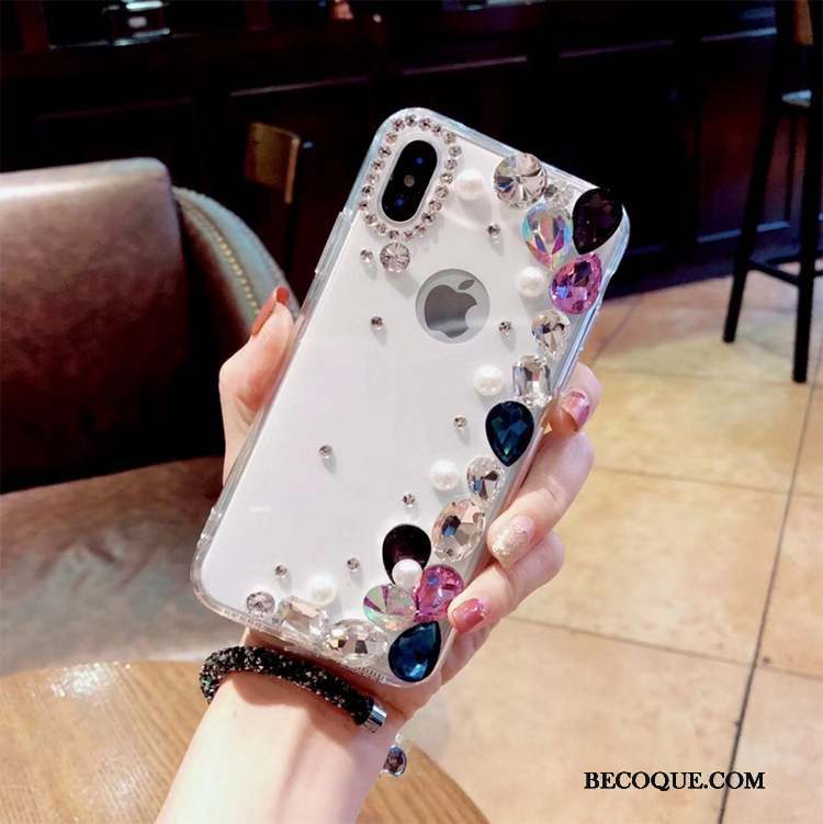 iPhone Xs Coque Étui Protection Créatif Strass Marque De Tendance Nouveau