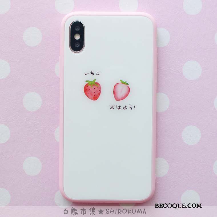 iPhone Xs Frais Rose Coque De Téléphone Fraise Verre Tout Compris