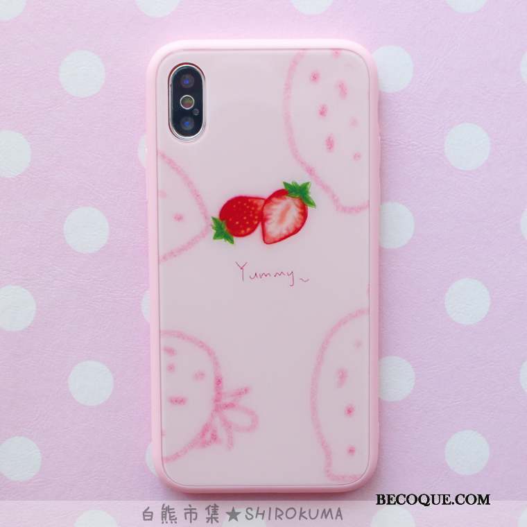 iPhone Xs Frais Rose Coque De Téléphone Fraise Verre Tout Compris