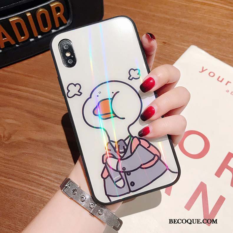 iPhone Xs Max Coque Bleu Net Rouge Dessin Animé Charmant Nouveau Fluide Doux