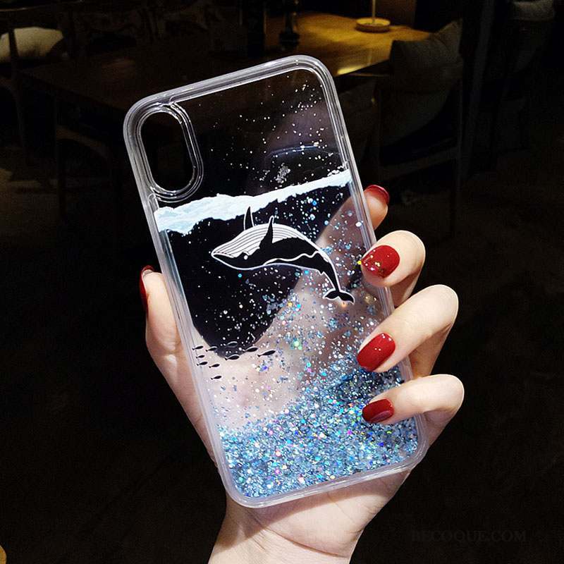 iPhone Xs Max Coque De Téléphone Dessin Animé Bleu Silicone Charmant Personnalité