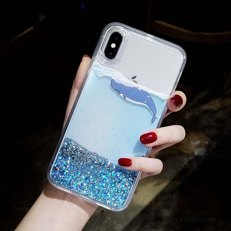 iPhone Xs Max Coque De Téléphone Dessin Animé Bleu Silicone Charmant Personnalité