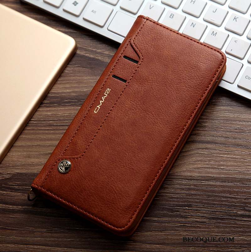 iPhone Xs Max Coque Housse Cuir Véritable Étui En Cuir Nouveau Business Protection