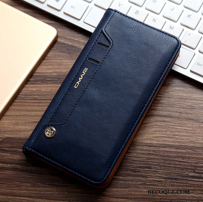 iPhone Xs Max Coque Housse Cuir Véritable Étui En Cuir Nouveau Business Protection