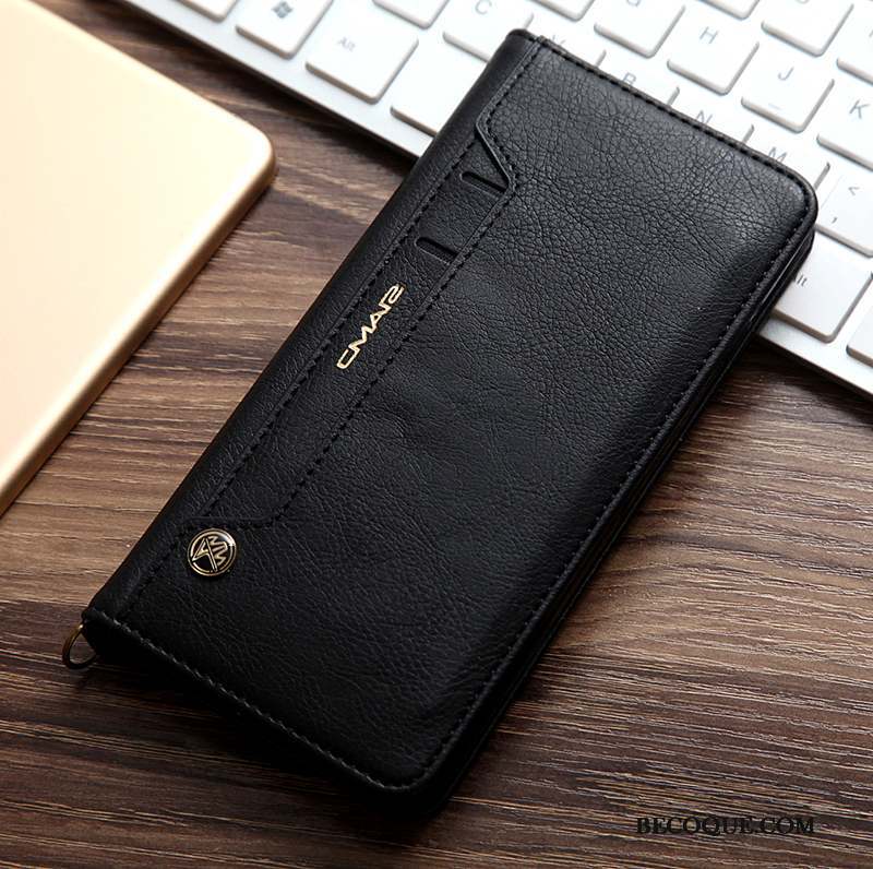 iPhone Xs Max Coque Housse Cuir Véritable Étui En Cuir Nouveau Business Protection