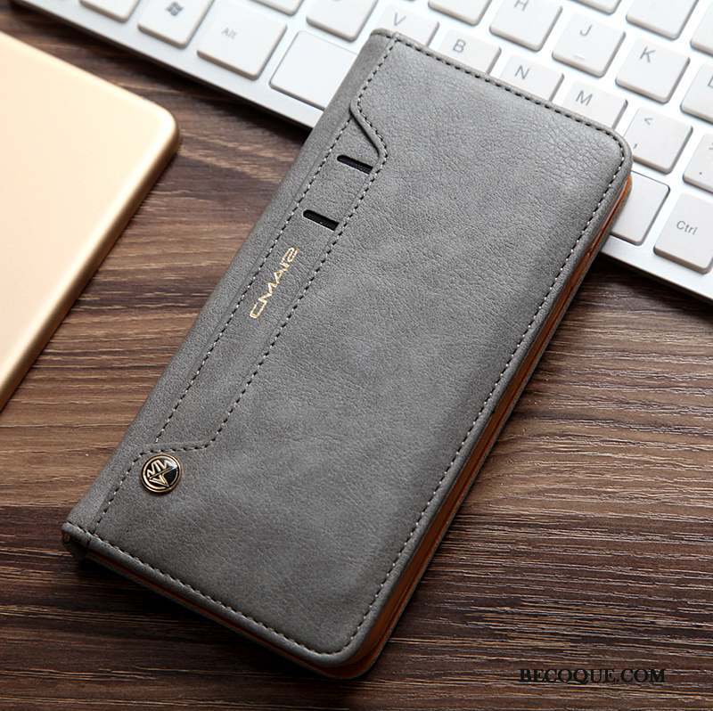 iPhone Xs Max Coque Housse Cuir Véritable Étui En Cuir Nouveau Business Protection