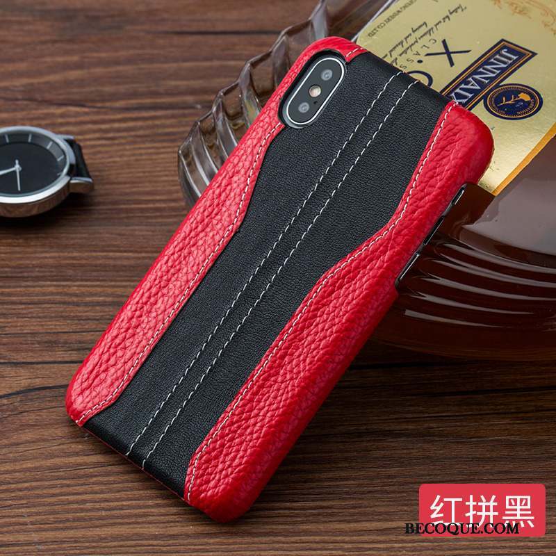 iPhone Xs Max Coque Marque De Tendance Étui En Cuir Personnalisé Personnalité Protection Rouge